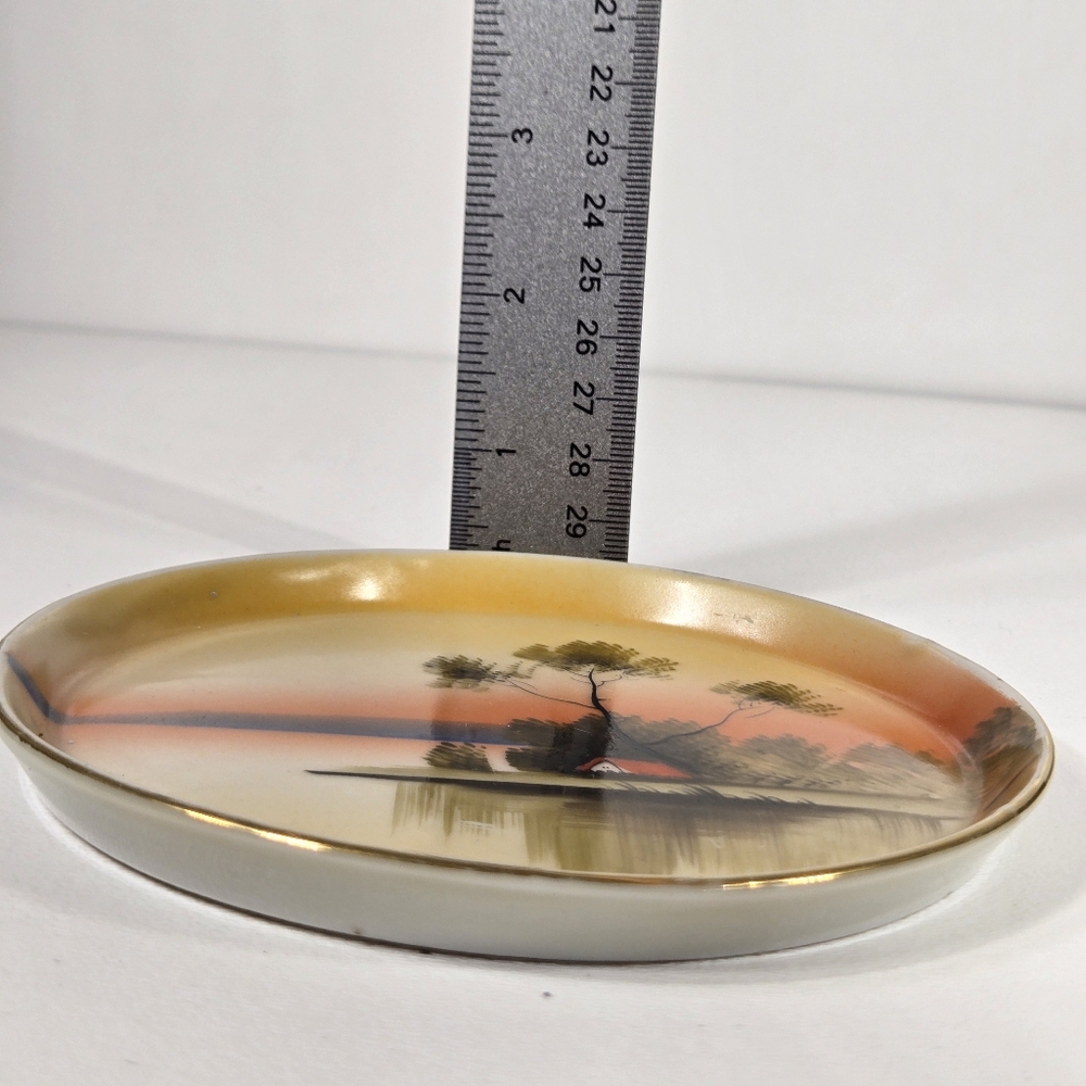 Antique Porcelain Made In Japan Tree In The Meadow Trinket Dish Catchall Japan - Picture 14 of 17